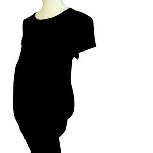 Maternity T shirt style cotton black midi dress Sz L